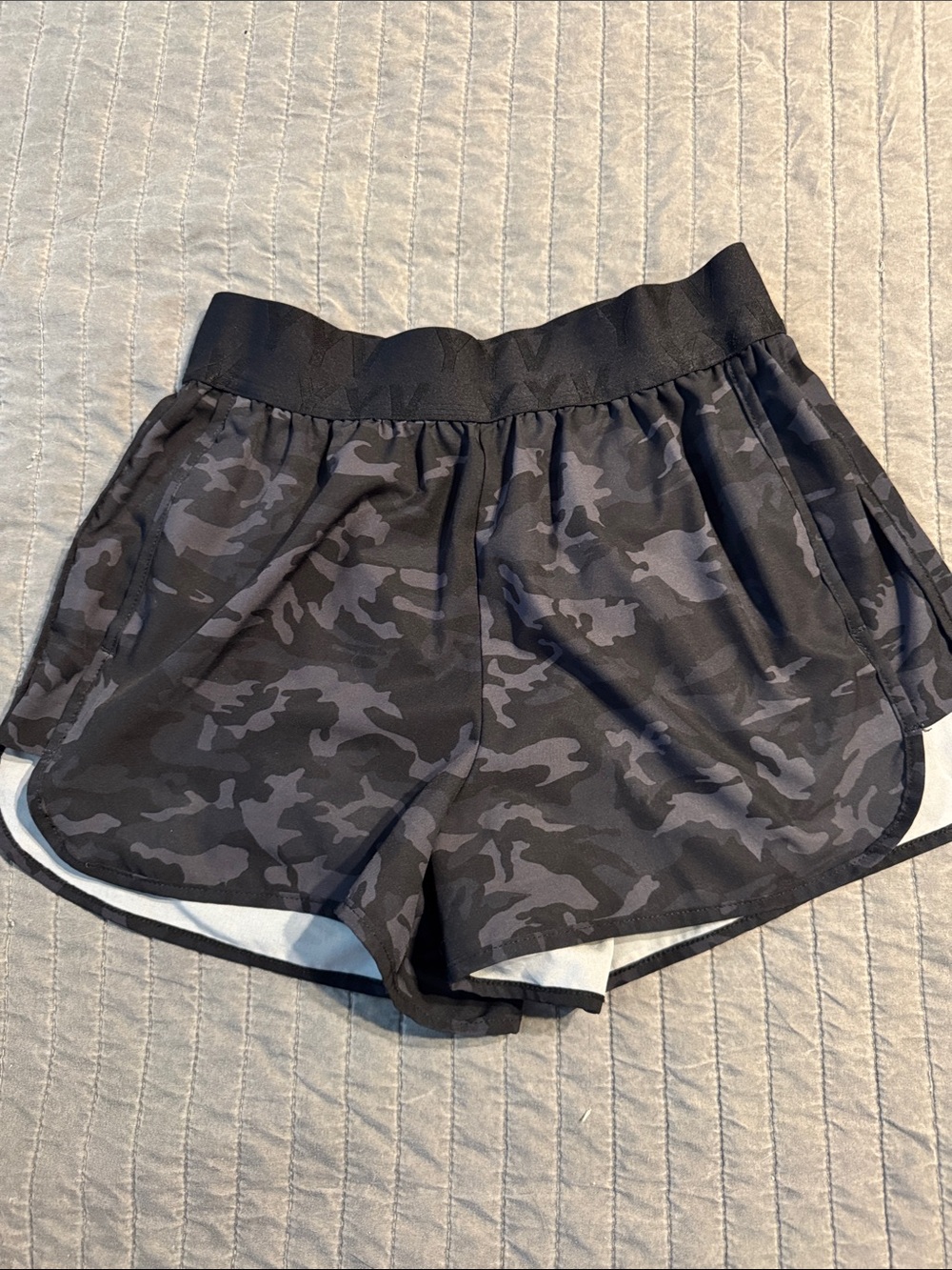 Women’s Black Camouflage Athletic Shorts with Elastic Waistband